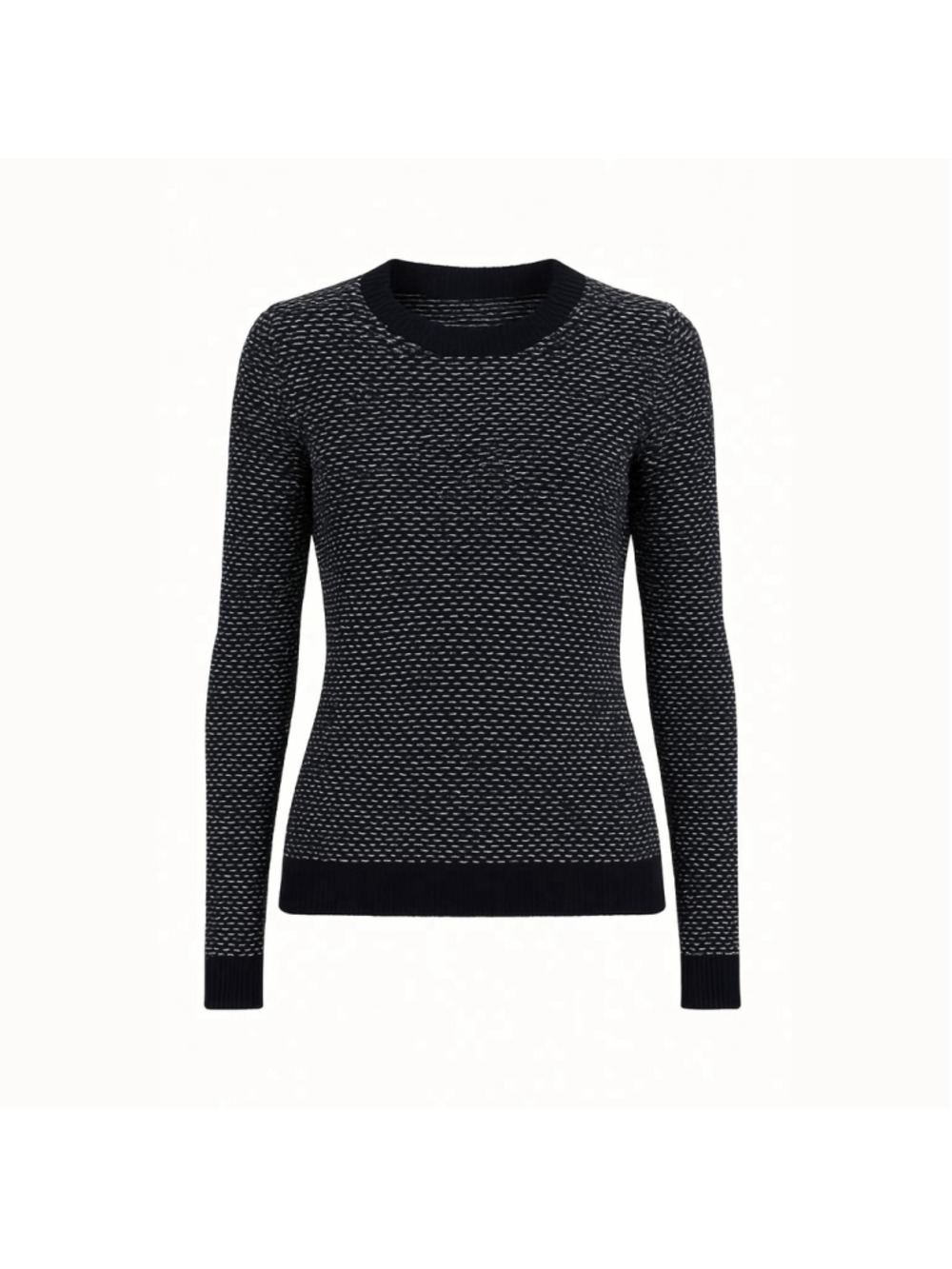 Barneys New York Navy White Birdseye Knit Scoop Neck Sweater Size XL